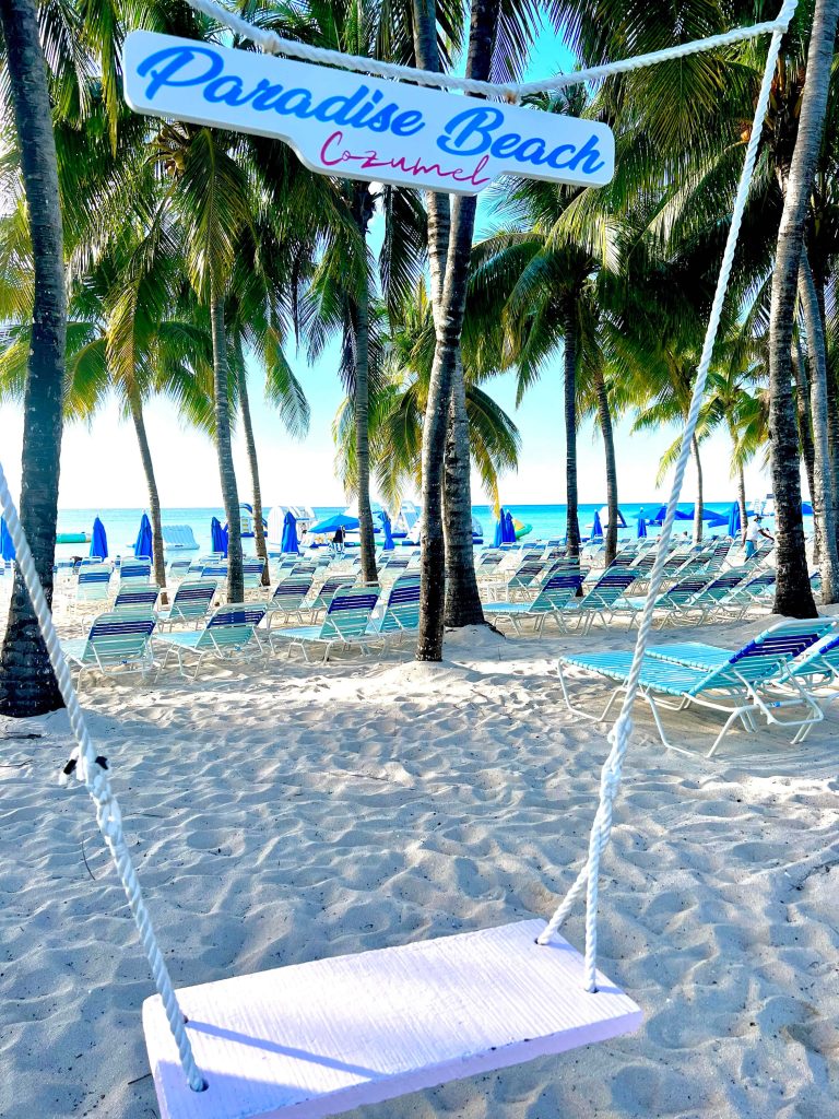 Swing on the beach at Paradise Beach in Cozumel