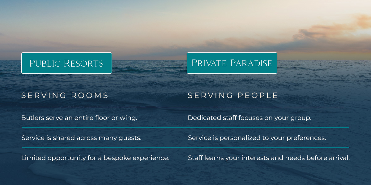 public resorts and Private Paradise Villa compared